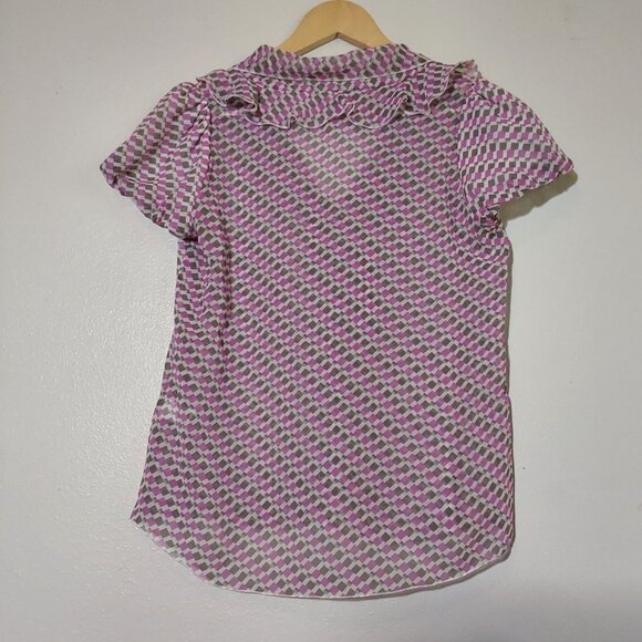 Vintage Banana Republic 100% Silk Flutter Sleeve Bow Blouse - XS Petite - Picture 6 of 8